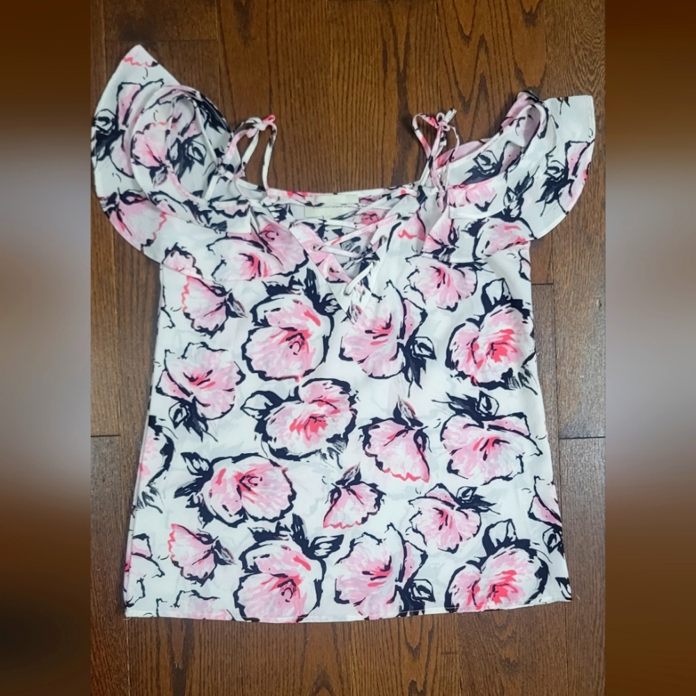 Off the shoulder with pink flowers